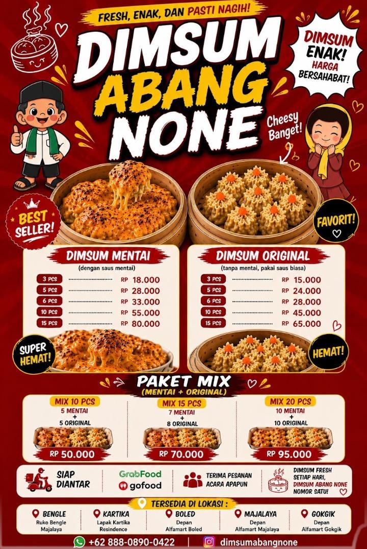 Menu resmi dan daftar harga DIMSUM MENTAI ABANG NONE